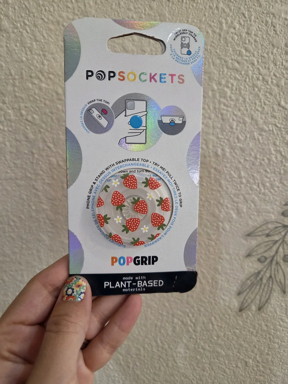 PopSockets PopGrip Phone Grip with Red Strawberry Pattern
